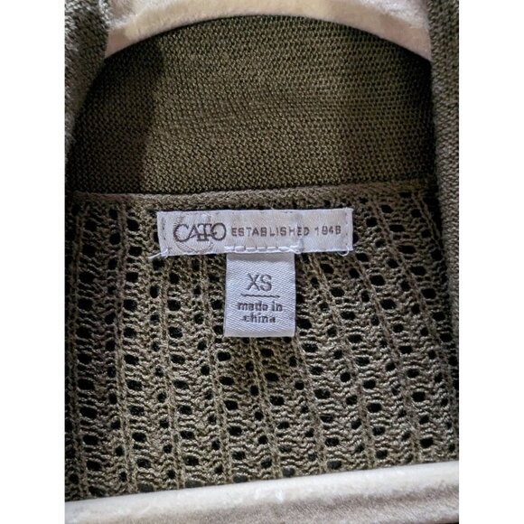 Cato Army Green Cardigan Open Front Size XS - Picture 3 of 5